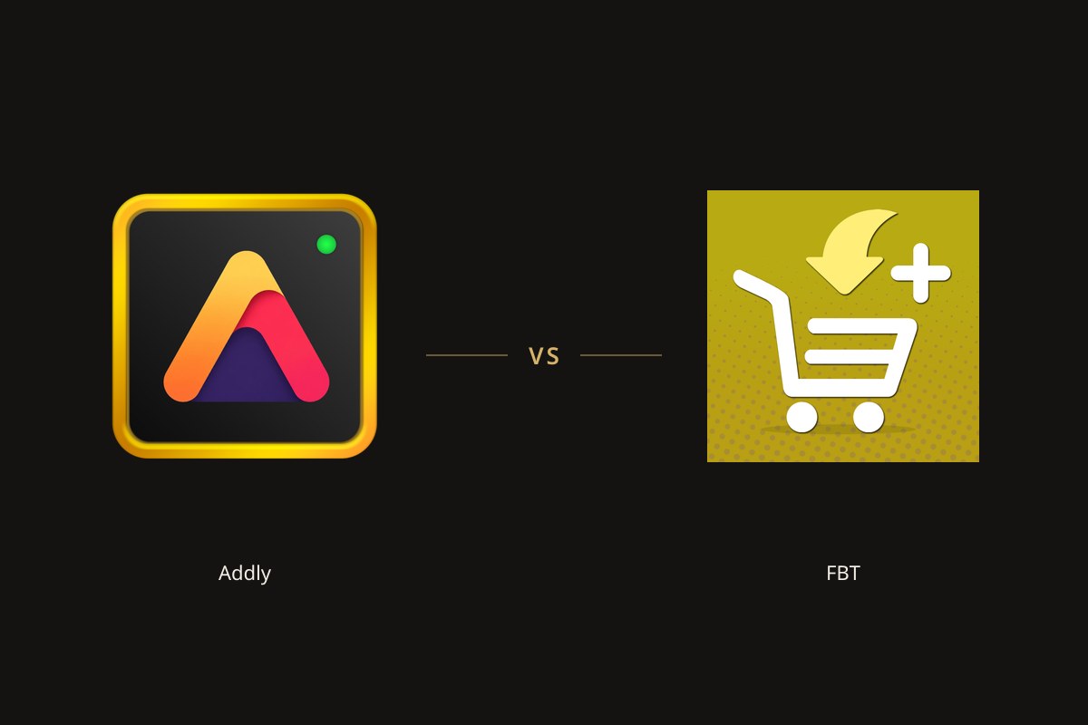 Addly app icon on the left and the Frequently Bought Together app icon on the right