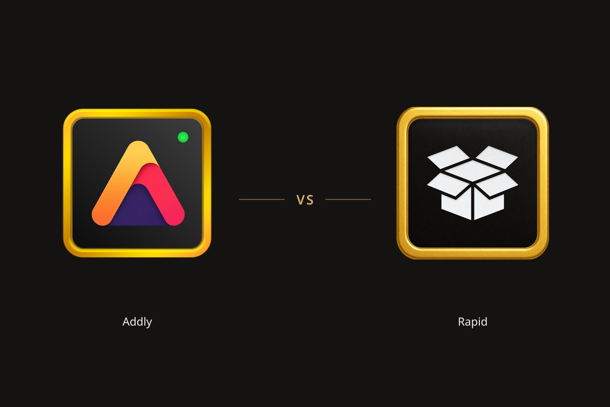 Addly app icon on the left and the Rapid Bundles app icon on the right