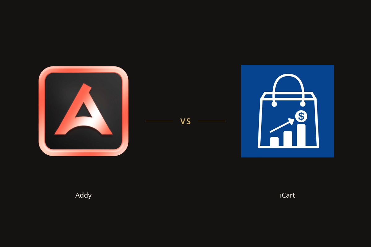 Addy app icon on the left and the iCart app icon on the right