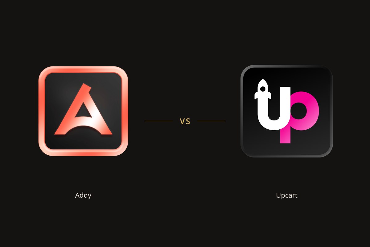 Addy app icon on the left and the Upcart app icon on the right