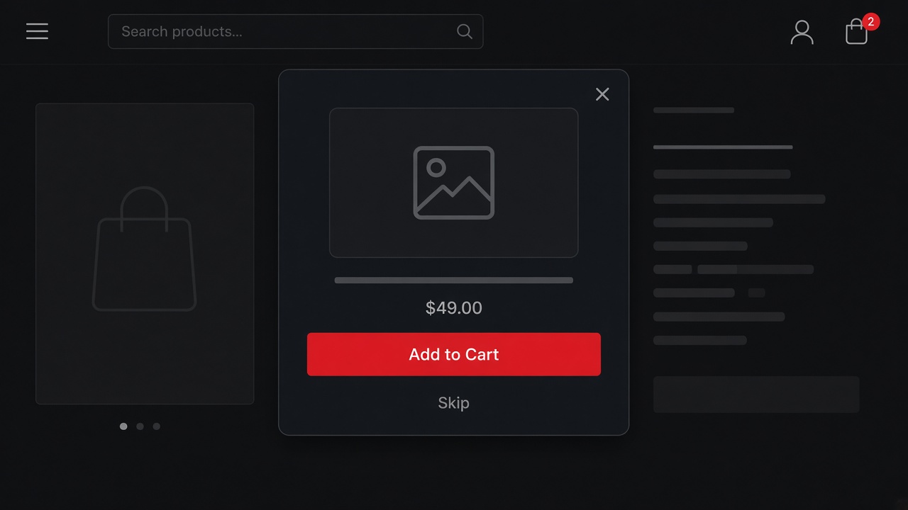 One product, one price, one add button and a skip link