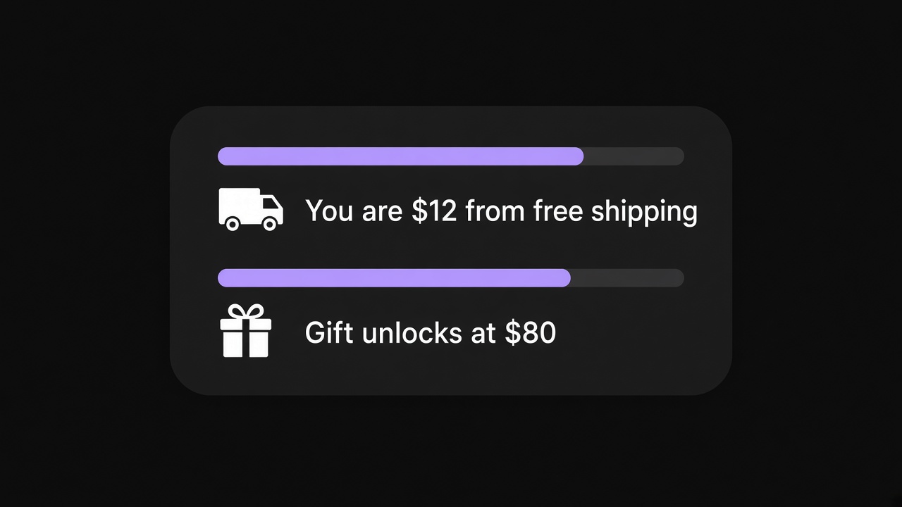 Stacked cart goals with a remaining amount and a second gift threshold