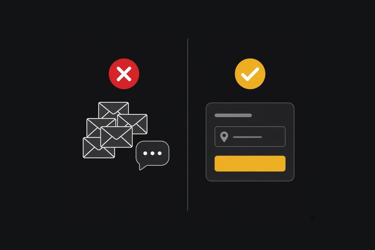 Comparison of a pile of support emails against a self-serve address edit