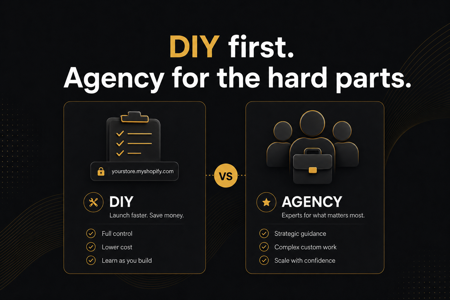 Choosing between a DIY Shopify store review and an agency