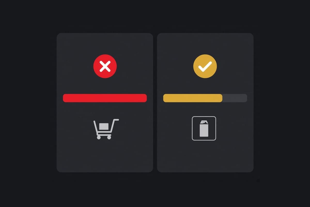 Comparison of a free-shipping bar already full against a bar with a gap and one product to close it