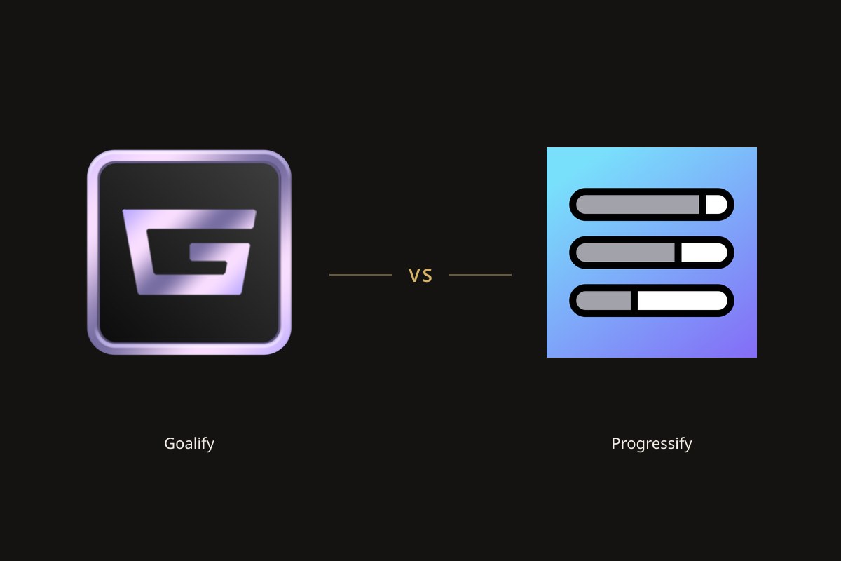 Goalify app icon on the left and the Progressify app icon on the right