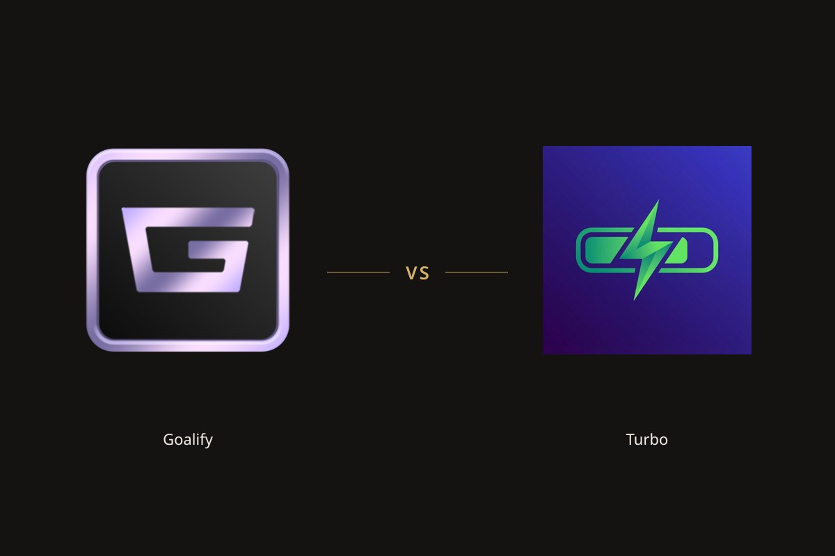 Goalify app icon on the left and the Turbo Progress Bar app icon on the right