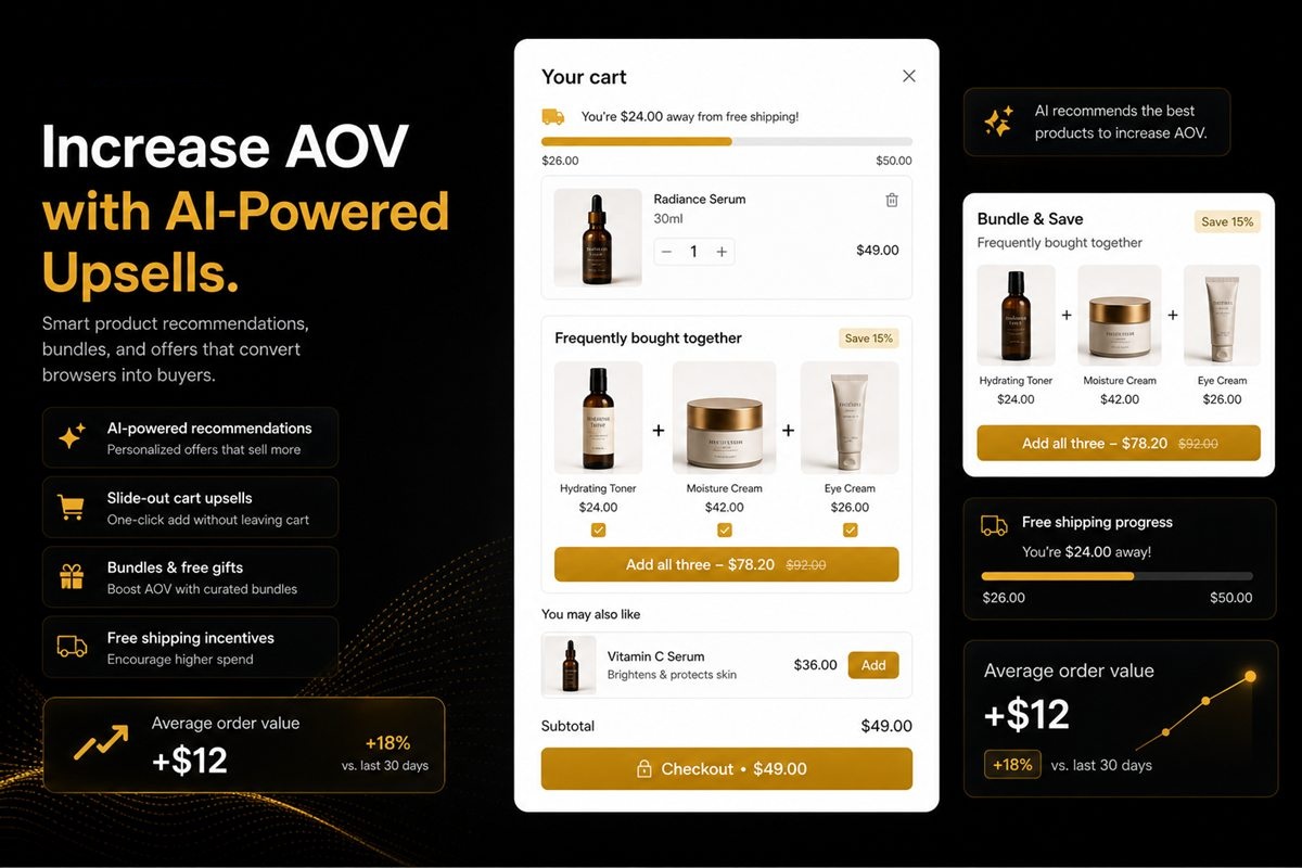 Editorial illustration for How to Increase Average Order Value on Shopify (The Complete 2026 Playbook)