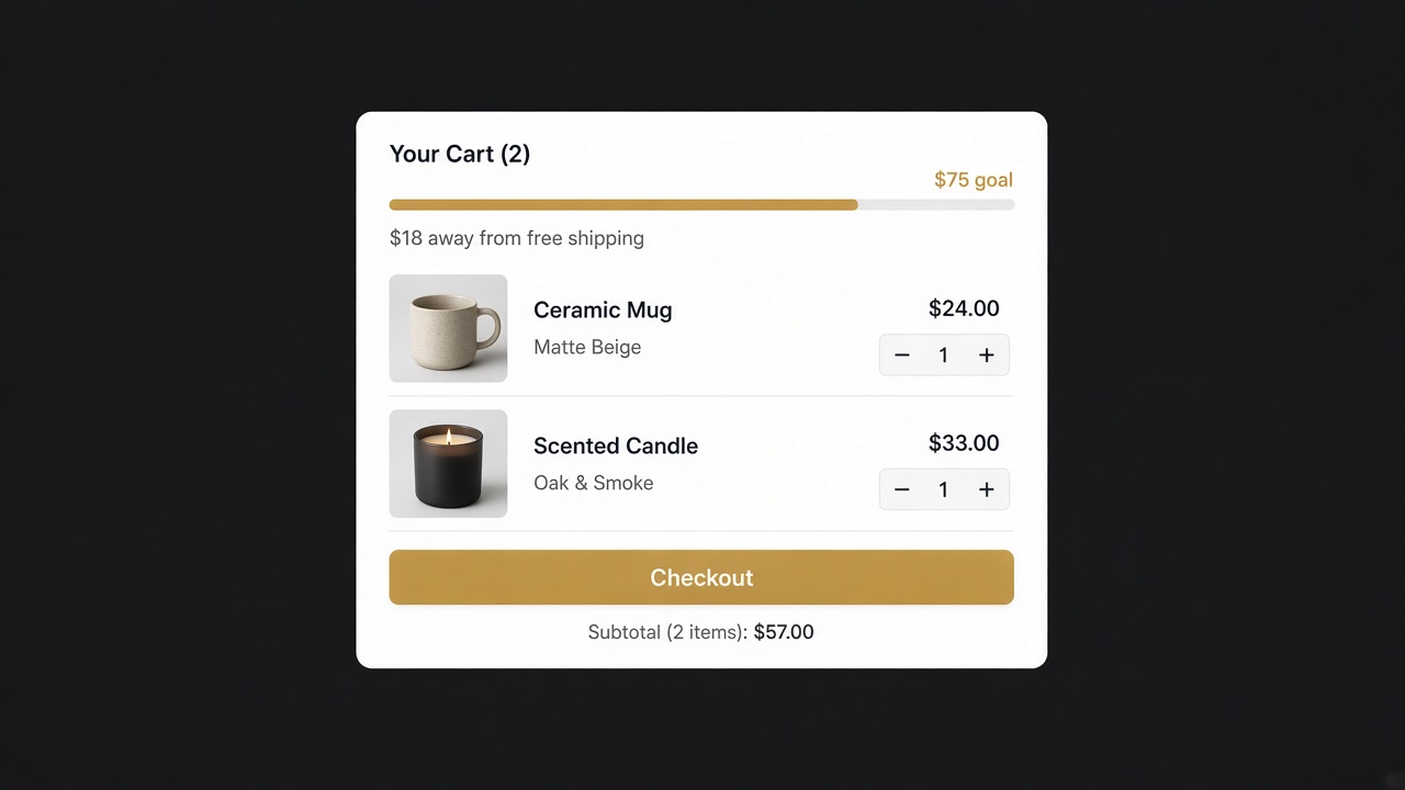Free shipping progress bar with a remaining amount