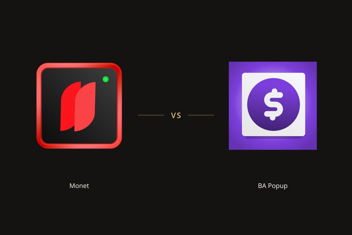 Monet app icon on the left and the BA Popup Upsell app icon on the right