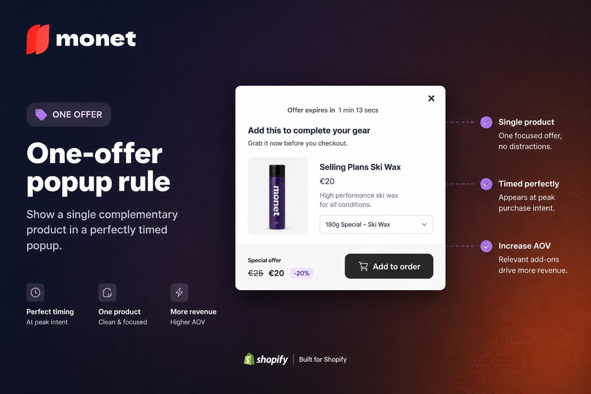 Editorial illustration for The One-Offer Popup Rule for Shopify Upsells