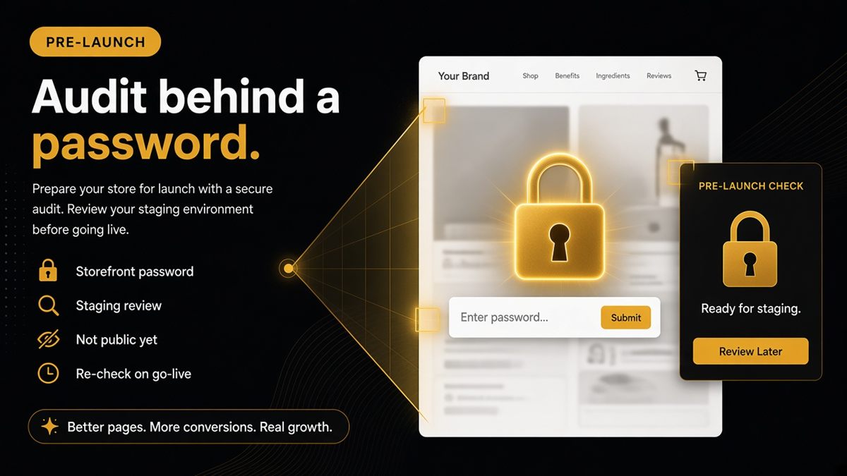 Password-protected Shopify SEO and AI Audit with storefront password