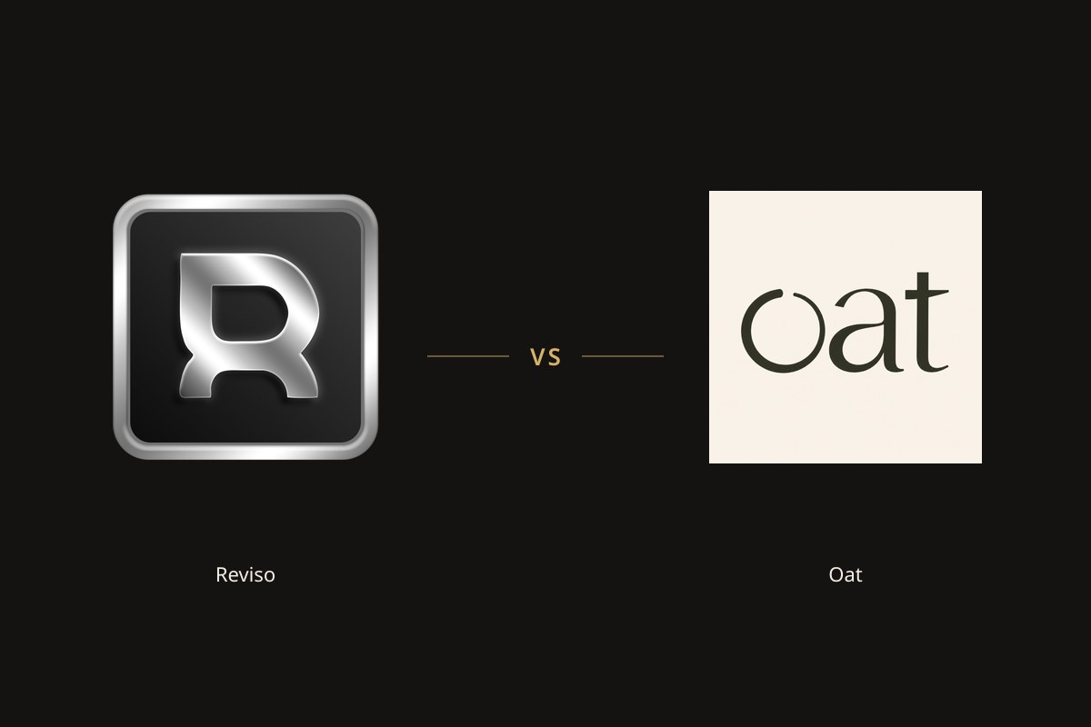 Reviso app icon on the left and the Oat app icon on the right
