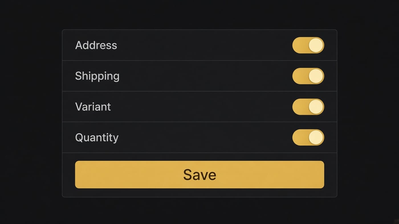 Simplified order edits for address, shipping, variant and quantity