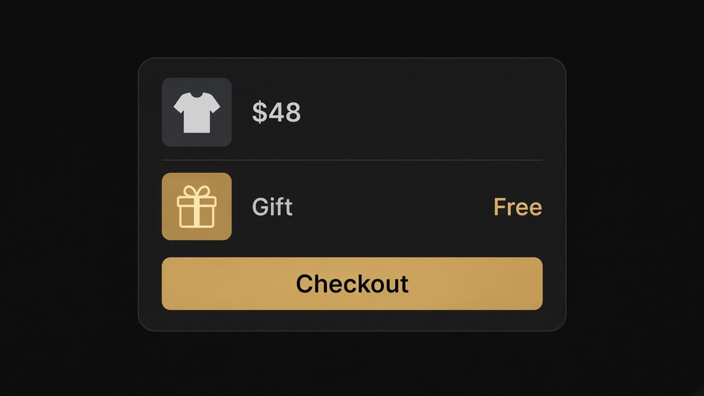 Simplified cart line with the paid product and a free gift