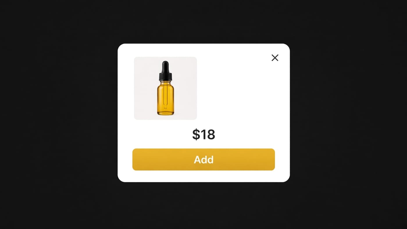 Simplified popup with one product, one price and one add button