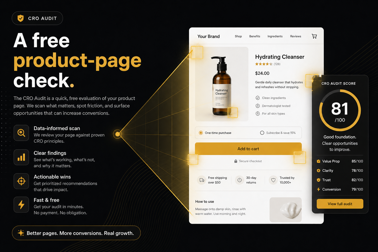 Ninety9 CRO Audit for Shopify stores — a free product page check for constraints and missed AOV